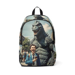 Godzilla Backpack: Vintage Kaiju Art, Waterproof Nylon Student Bag