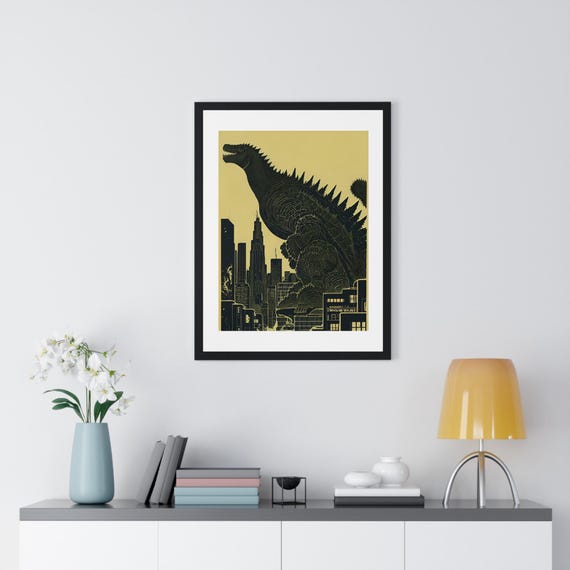 ゴジラがニューヨークでウンチをするロールポスター、バスルームの壁