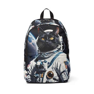 Cosmic Cat Backpack, Space Cat Design, Perfect for Students, Gifts for Cat Lovers, Trendy Unisex Backpack, Astronaut Cat Bag