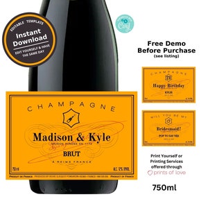 Custom 750ml Champagne Bottle Label Template Printable | Customize for Any Occasion | Birthday Anniversary Graduation | Instant Download