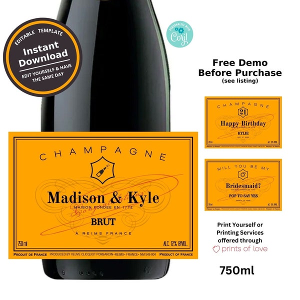 Custom 750ml Champagne Bottle Label Template Printable | Customize for Any Occasion | Birthday Anniversary Graduation | Instant Download