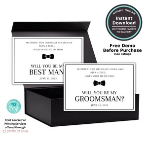 Funny Groomsman Best Man Proposal Card Templates | Wedding Party Personalized Will You Be My | Groomsmen Bride | Printable Instant Download