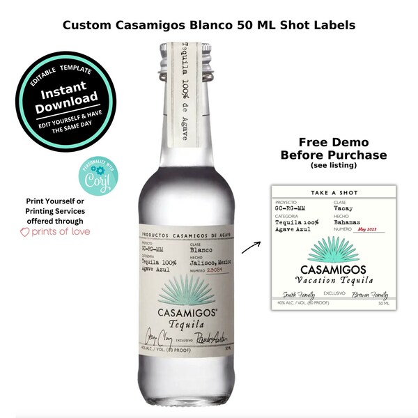 Custom Casamigos Label Printable - Etsy Canada