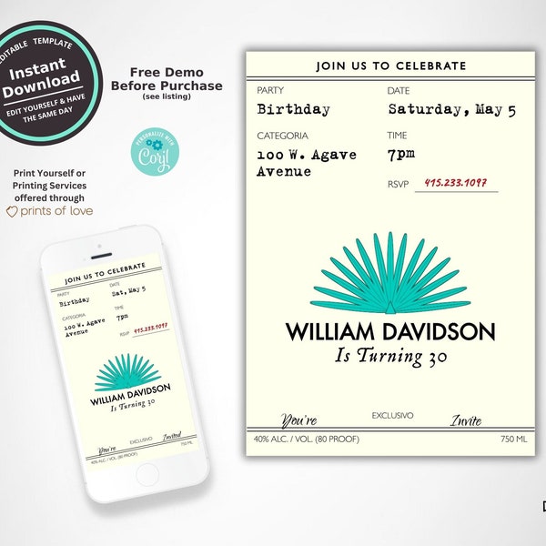 2nd Birthday Party Digital Invitation Personalize Template Editable