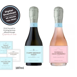 Custom Prosecco Champagne 187ml Bottle Label | Customize for Any Occasion | Birthday Anniversary Graduation Bridesmaid Baby Shower Proposal