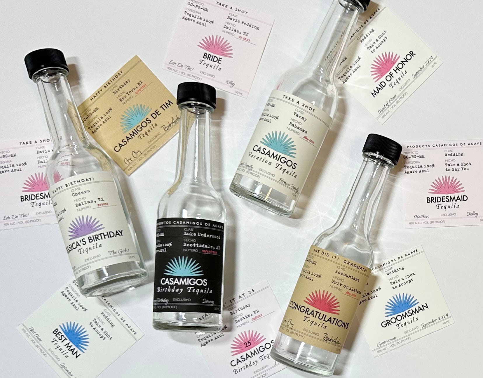 Casamigos Añejo Custom Mini 50ml Shot Bottle Tequila Labels Etsy