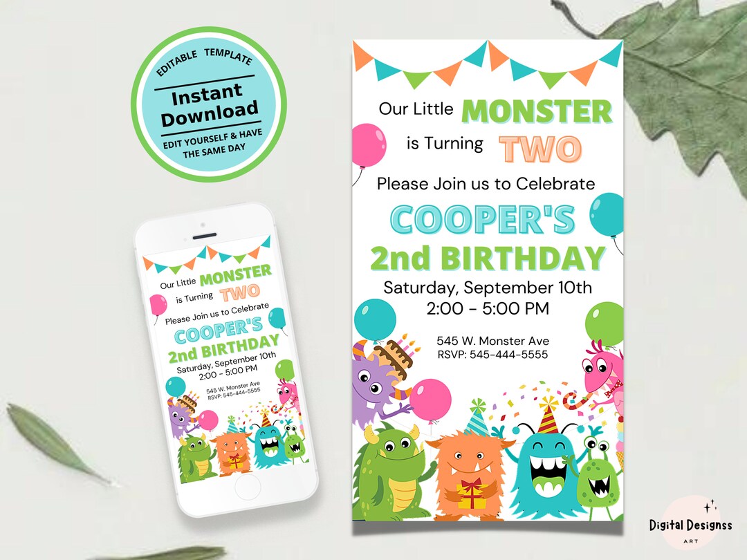 Little Monster Invitation Templates Cartoon Monster Birthday
