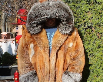 VENTE DE PRINTEMPS veste en fourrure de renard américain 100% Ranch pour hommes avec manteau à capuche vêtements d'extérieur 2XL/3XL