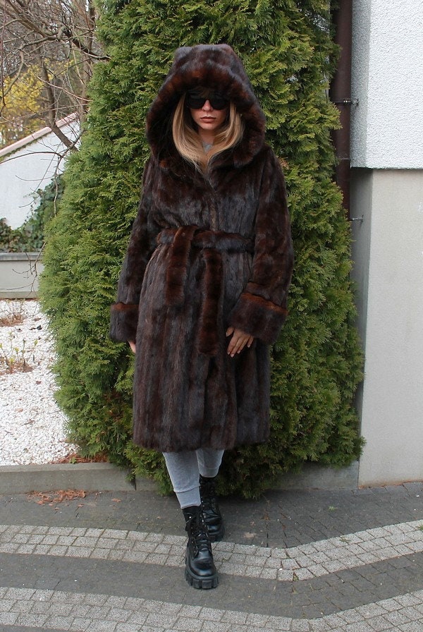 Hooded Mink Fur Coat 