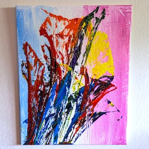 Original Rainbow PRIDE Flower  Handmade  Abstract Art  Flower Painting  PRIDE Painting  Rainbow Art  Flower Art