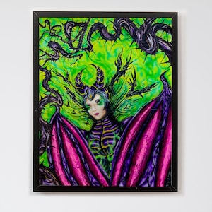 Maleficent Queen of Darkness    Acrylic Print   Fanart Painting   Airbrush Print