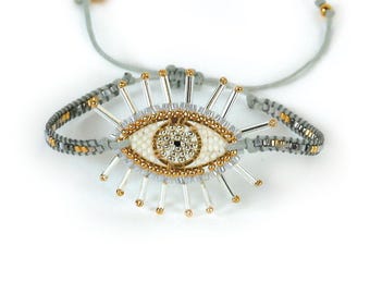 Handgjort armband med pärlor i rättvis handel, tredje ögat