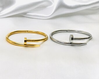 LADIES ROSE GOLD SILVER COLOR NAIL HINGE DESIGN BANGLE BRACELET CUFF WOMEN GIFT LADIES ROSE GOLD SILVER COLOR NAIL HINGE DESIGN BANGLE BRACELET CUFF WOMEN GIFT