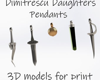 Dimitrescu Daughters Pendants STL 3D model for print