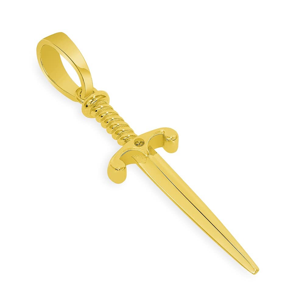 solid-14k-yellow-gold-long-dagger-sword-pendant-with-cable-etsy