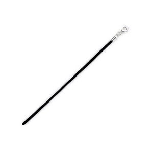 Collar de cadena con cierre de plata de ley y cordón de caucho negro