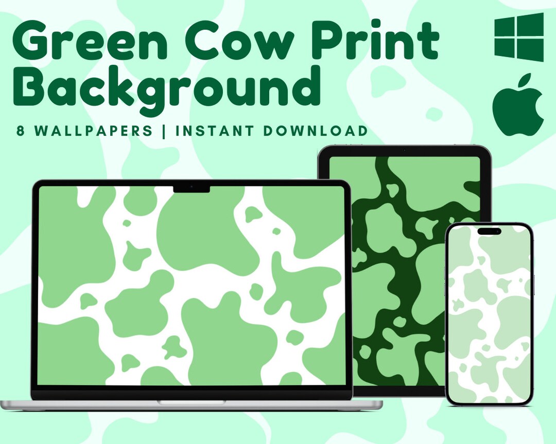 Green Cow Print Wallpaper