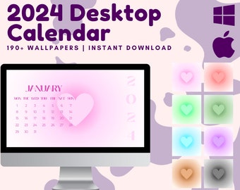 2024 Aura Desktop Calendar – 190+ Heart Wallpapers (Digital Download)