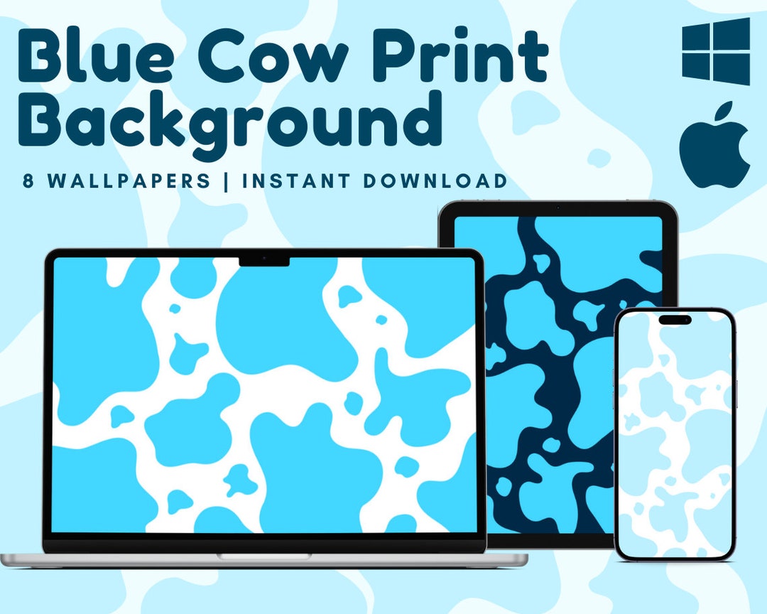 Blue Cow Print Wallpaper Etsy