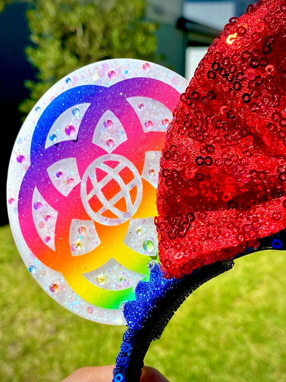 Special Edition Disney Epcot 40th Anniversary Ear Headband Rainbow Bow Epcot 40th Anniversary Rainbow Resin Art Ears With Bow - Etsy main image 4