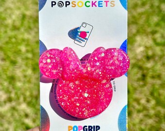 Glitter Mono Minnie head phone grip | Resin Art phone grip | Parks inspired phone grip | Disney inspired Popsocket