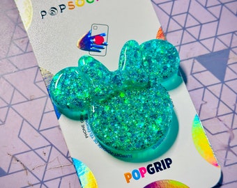 Glitter Mono Minnie head phone grip | Resin Art phone grip | Parks inspired phone grip | Disney inspired Popsocket