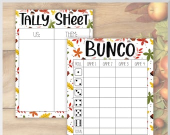 Fall Bunco Score Card + Tally Sheet