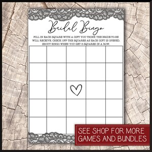 Bingo nupcial, juego de despedida de soltera, borde de encaje clásico