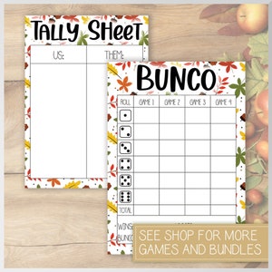 Fall Bunco Score Card + Tally Sheet