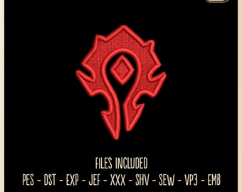 For The Horde! WoW - Embroidery File, 4x4 Hoop, Hat Embroidery, Gift, Hobby, Decorative, Game, Horde, Orc, Gaming
