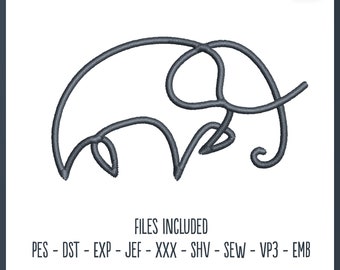 Elephant Line Art - Embroidery File, Hat Hoop, Hobby, Decorative, Hat Embroidery, Animal, Cute, Nature, Outline, African, Large Animal