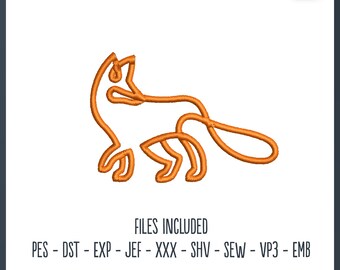 Curious Orange Fox Line Art - Embroidery File, Hat Hoop, Hobby, Decorative, Hat Embroidery, Animal, Cute, Nature, Outline, Fox, Color