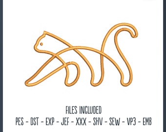 Tabby Orange Cat Line Art - Embroidery File, Hat Hoop, Decorative, Hat Embroidery, Animal, Nature, Outline, Tabby Cat, Cat Outline, Pet File