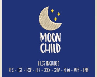 Moon Child - Embroidery File, 4x4 Hoop, Hat Hoop, Gift, Hobby, Decorative, Halloween, Space, Astral, Dia De Los Muertos, La Luna