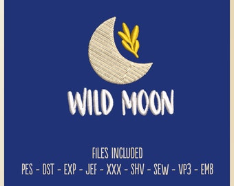 Wild Moon - Embroidery File, 4x4 Hoop, Hat Hoop, Gift, Hobby, Decorative, Halloween, Space, Astral, Dia De Los Muertos, Wild Child, Camping
