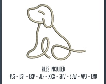Cute Puppy Line Art - Embroidery File, Hat Hoop, Hobby, Decorative, Hat Embroidery, Animal, Cute, Nature, Outline, Fox, Color