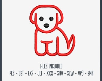 Cute Puppy Outline - Embroidery File, Hat Hoop, Hobby, Decorative, Hat Embroidery, Beanie, Animal, Cute, Pet, Puppy, Dog, Outline, Red Dog
