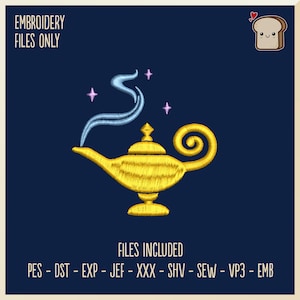 Magic Genie Lamp - Embroidery File, Aladdin, Magic, Genie, Sand, Wishes, Dreams Come True