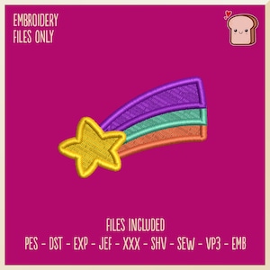 Shooting Star Rainbow Mabel - Embroidery File, 4x4 Hoop, Hat Hoop Embroidery, Gift, Hobby, Cosplay, Costumes & Crafts