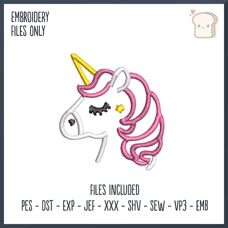 Unicorn Head Line Art FREEAlmost Embroidery File Test Our Quality, Hobby, Gift, Hat Embroidery, Animal, Cute Fantasy Magical Unicorn image 1