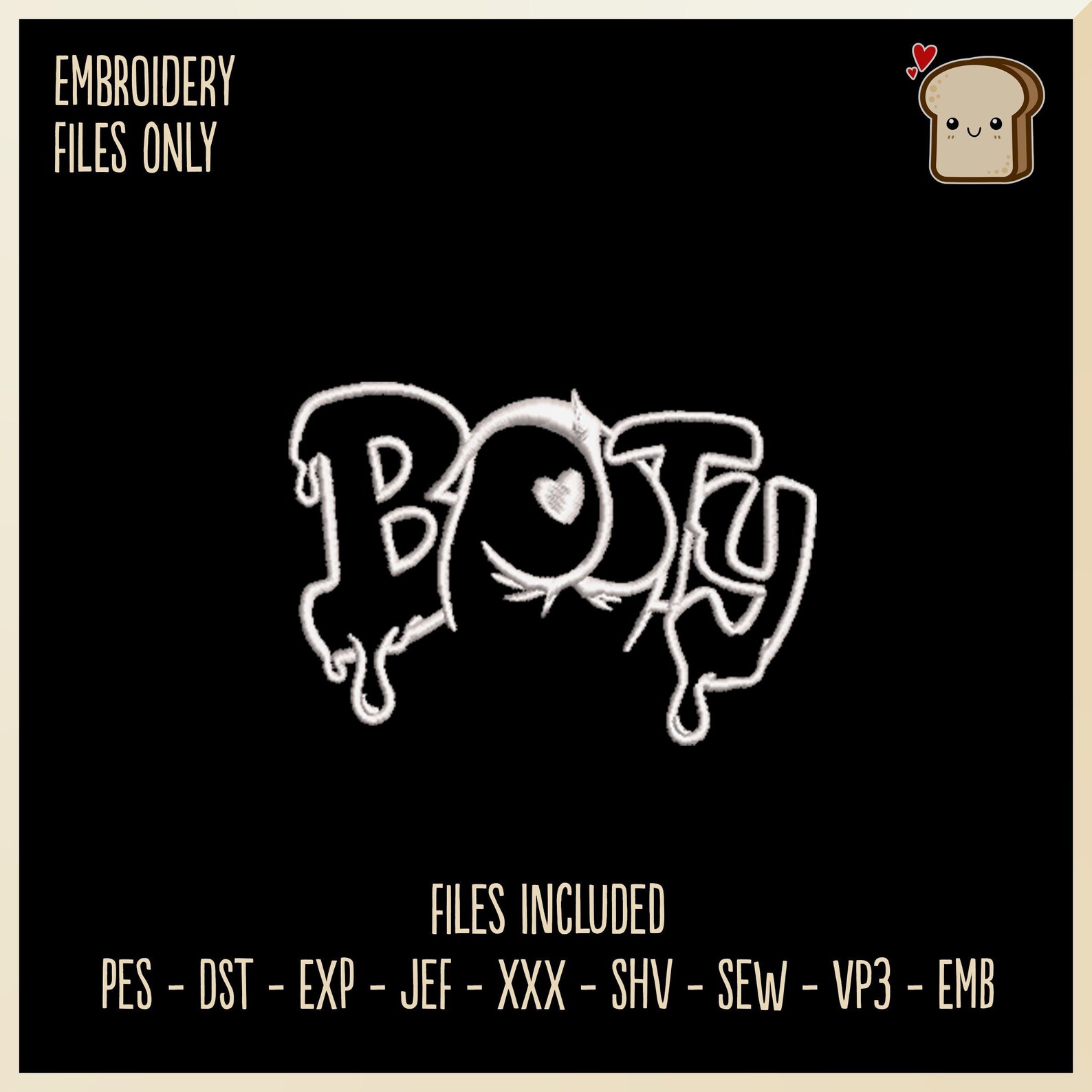 Booty Outline - Embroidery File, 4x4 Hoop, Gift, Hobby, Decorative ...