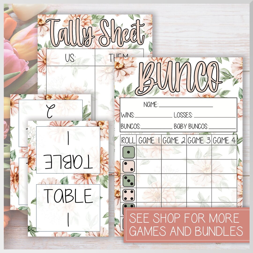 Floral Bunco Score Card Tally Sheet 8 Table Cards Pink Flowers Etsy Floral Bunco Score Card Tally Sheet 8 Table Cards Pink Flowers Etsy