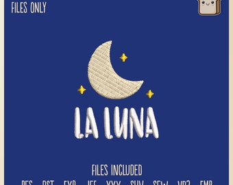 La Luna Moon and Stars - Embroidery File, 4x4 Hoop, Hat Hoop, Gift, Hobby, Decorative, Halloween, Space, Astral, Dia De Los Muertos