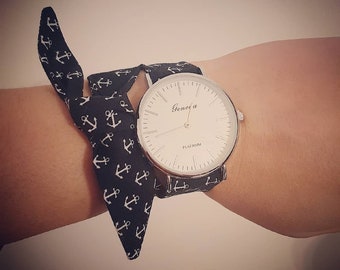 Montre avec bracelet foulard interchangeable