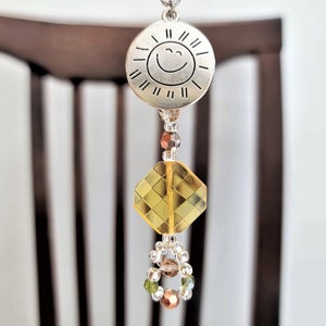 Inspirational Word Keychain: Antique Bronze Crystal Bead Bag Charm
