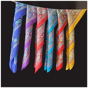 Set(2 PCS) 100% Cotton Scarf, Bandana- Hand Painted Kerchief, Hair scarf, Handkerchief, Handbag Tie