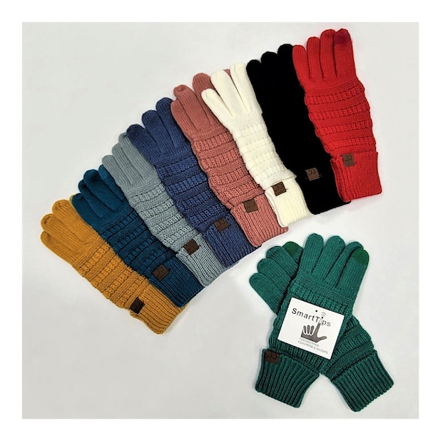 Touch screen compatible winter Knit Gloves- Smart Tips, Women's & Teen