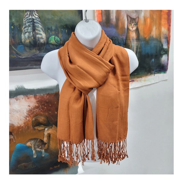 Winter Warm Long Scarf, Viscose Pashmina shawl, Soft and Lightweight Neck Scarves