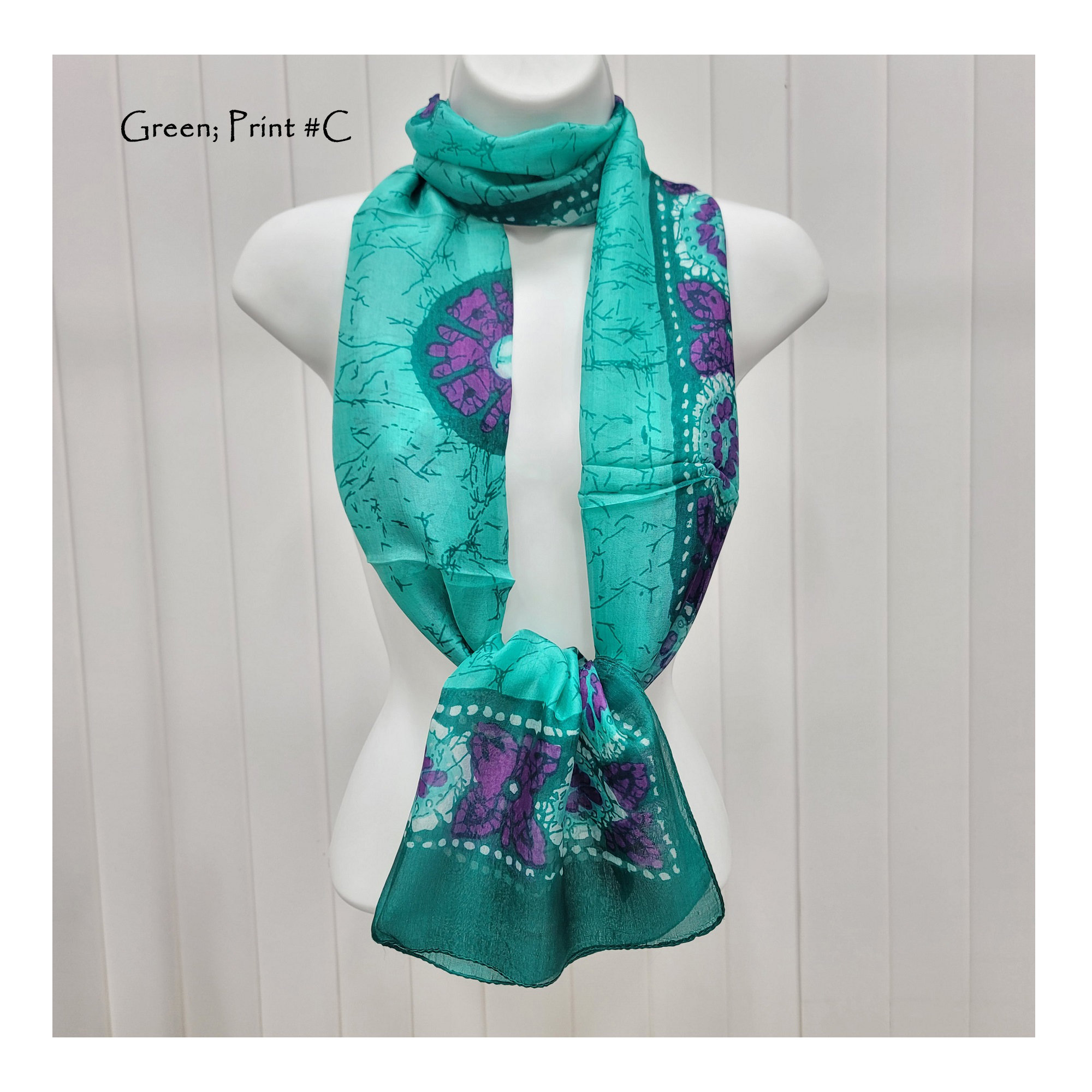 小物 mame Hand Printed Rectangle Silk Scarf Mame Hand Printed Rectangle Silk Scarf
