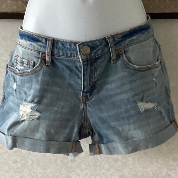 Vintage Low Rise Blue Bleached out Denim Shorts